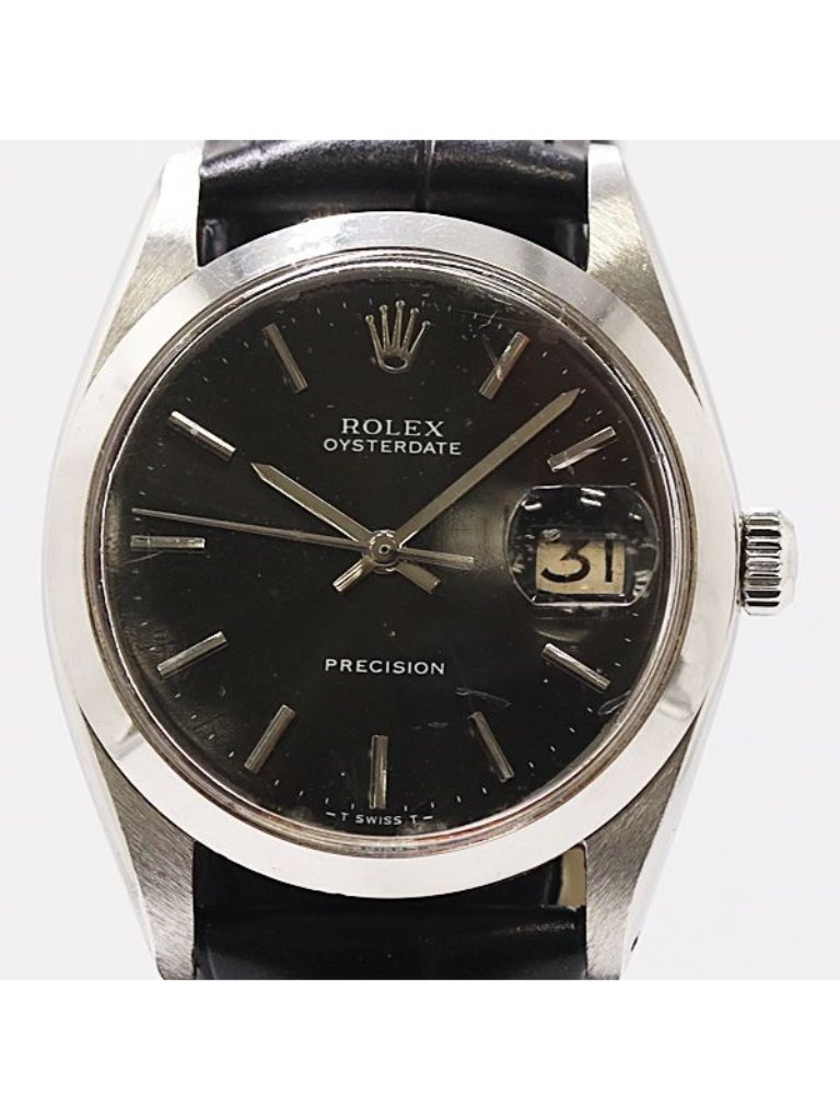 Rolex Oyster Date Hand Wound Black Dial Watch
